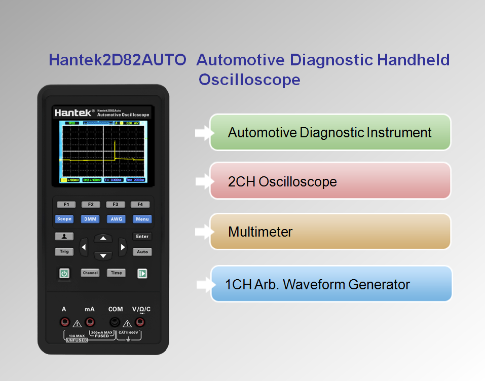 Hantek 2D82 80MHz オシロスコープ 自動車診断ツール+DMM+信号発生器